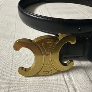 Celine Black with Gold Accent Logo Belt